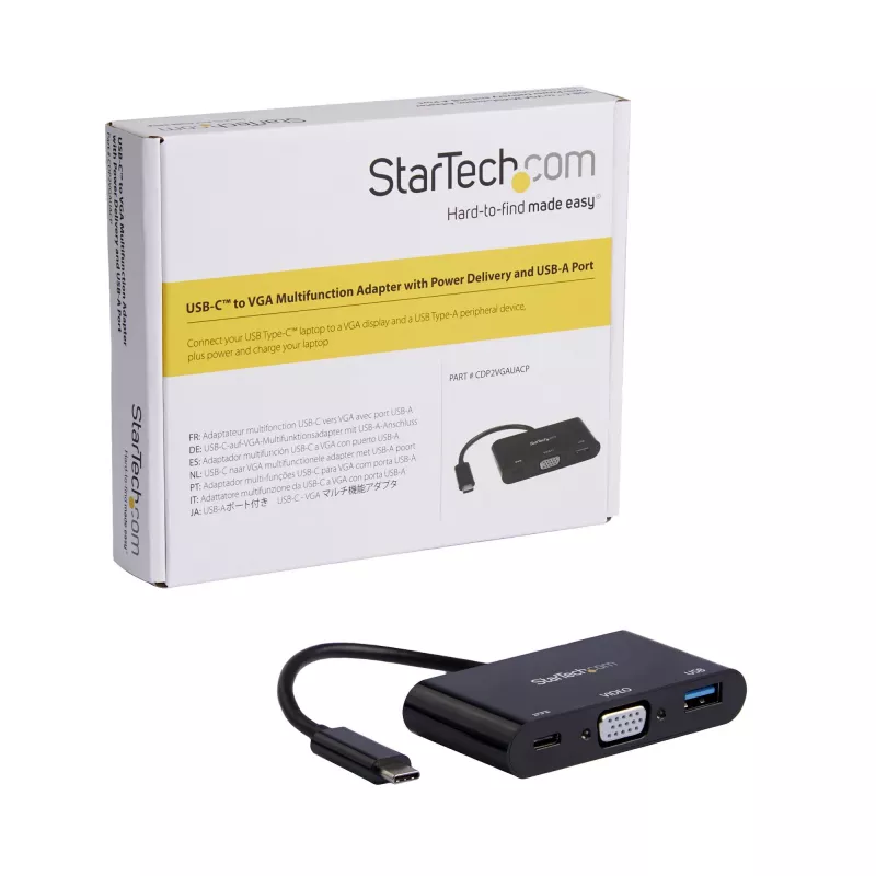 StarTech.com USB-C VGA mitmepordiadapter - USB 3.0 port - 60 W PD