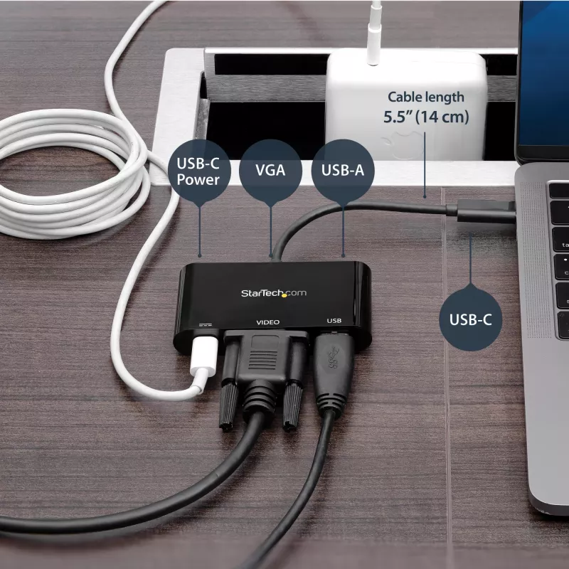 StarTech.com USB-C VGA mitmepordiadapter - USB 3.0 port - 60 W PD