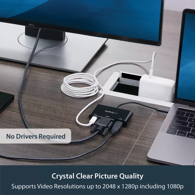 StarTech.com USB-C VGA mitmepordiadapter - USB 3.0 port - 60 W PD