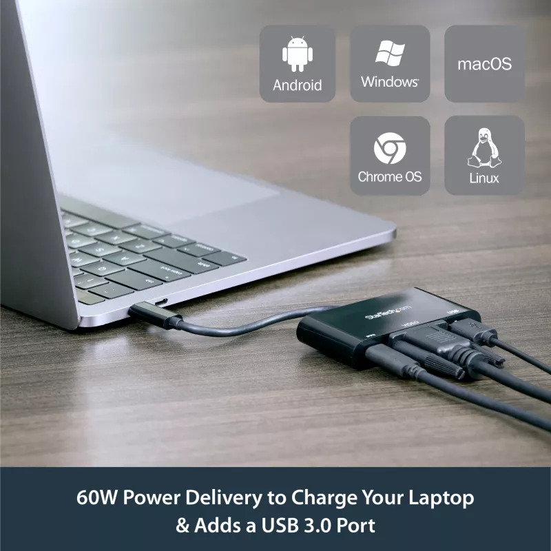 StarTech.com USB-C VGA mitmepordiadapter - USB 3.0 port - 60 W PD