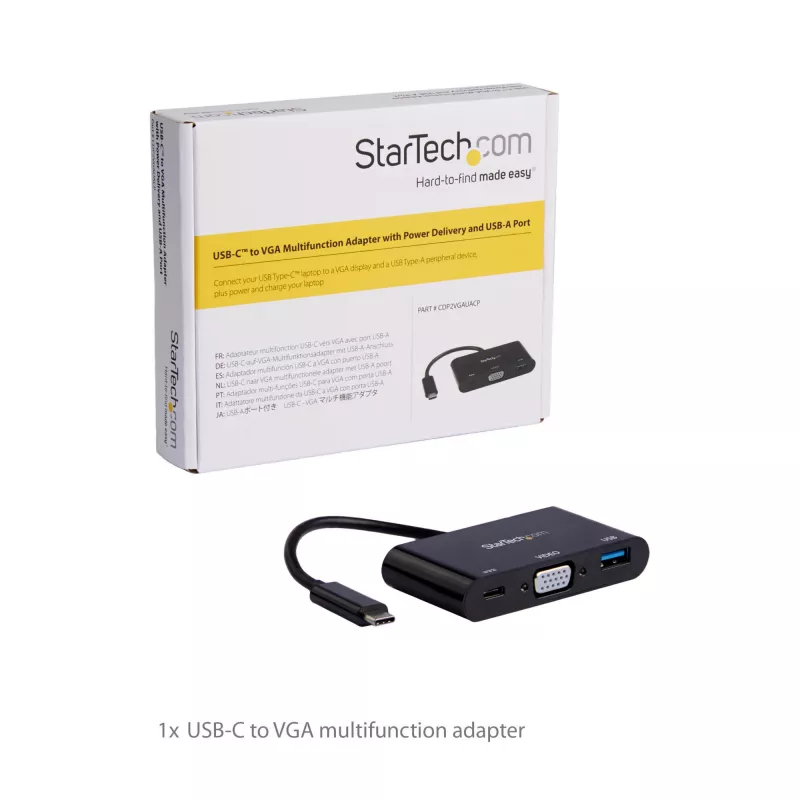 StarTech.com USB-C VGA mitmepordiadapter - USB 3.0 port - 60 W PD