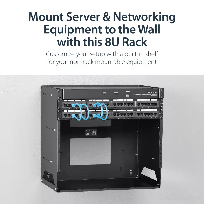 StarTech.com seinakinnitusega serveririiul koos sisseehitatud riiuliga – täisteras – 8U