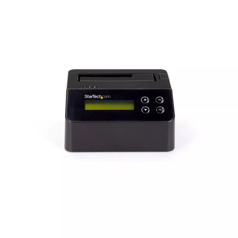 StarTech.com Single Bay Hard Drive Eraser, eraldiseisev HDD/SSD puhastaja, 4Kn, USB 3.0 to SATA III (6 Gbps), 9 kustutusrežiimi, LCD-ekraan, turvalise kustutamisega kõvaketta puhastusdokk, DB-9 printeriport, TAA-le vastav