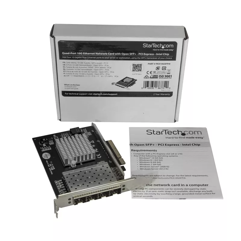 StarTech.com nelja pordiga 10G SFP+ võrgukaart - Intel XL710 avatud SFP+ konvergeeritud adapter - PCIe 10 Gigabit Ethernet serveri võrguliides - 10GbE fiiberoptiline LAN-kaart - Dell PowerEdge HPE ProLiant