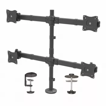 StarTech.com lauakinnitusega nelja monitori käsi - ergonoomiline VESA 4 monitori kinnitus 2x2 kuni 27 tolli - liigendatav ja kõrgusega reguleeritav postikinnitus - kallutamine/pööramine/keeramine LCD/LED ekraan - lauaklamber/tõmmits