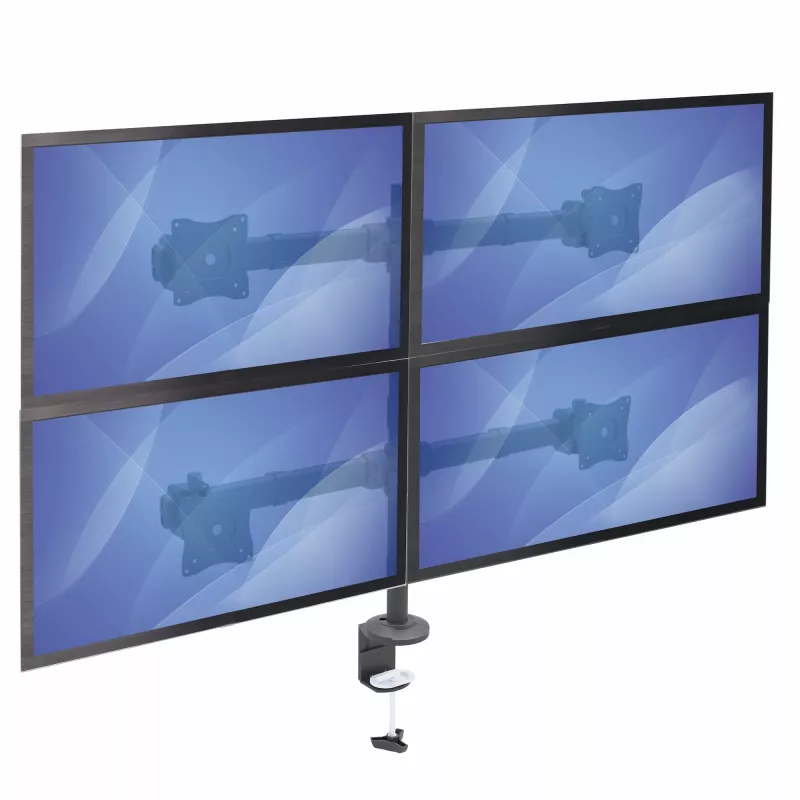 StarTech.com lauakinnitusega nelja monitori käsi - ergonoomiline VESA 4 monitori kinnitus 2x2 kuni 27 tolli - liigendatav ja kõrgusega reguleeritav postikinnitus - kallutamine/pööramine/keeramine LCD/LED ekraan - lauaklamber/tõmmits