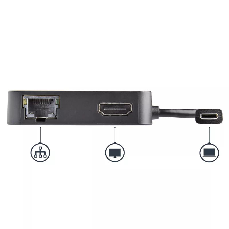 StarTech.com USB-C-multipordiadapter – kaasaskantav USB-C minidokk 4K HDMI-videoga – Gigabit Ethernet, USB 3.0 jaotur (1x USB-A, 1x USB-C) – USB USB-C-multipordiadapter – Thunderbolt 3-ga ühilduv