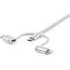 StarTech.com 1 m (3 jalga) USB mitmeotstarbeline laadimiskaabel – USB–Micro-USB või USB-C või Lightning iPhone'ile / iPadile / iPodile / Androidile – Apple MFi sertifitseeritud – 3-in-1 USB laadija – punutud