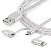 StarTech.com 1 m (3 jalga) USB mitmeotstarbeline laadimiskaabel – USB–Micro-USB või USB-C või Lightning iPhone'ile / iPadile / iPodile / Androidile – Apple MFi sertifitseeritud – 3-in-1 USB laadija – punutud
