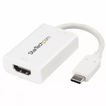 StarTech.com USB-C – HDMI 2.0 adapter toiteedastusega – 4K 60 Hz USB-C – HDMI ekraanivideomuundur – 60 W PD läbilaadimisport – Thunderbolt 3 ühilduv – valge