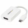 StarTech.com USB-C – HDMI 2.0 adapter toiteedastusega – 4K 60 Hz USB-C – HDMI ekraanivideomuundur – 60 W PD läbilaadimisport – Thunderbolt 3 ühilduv – valge
