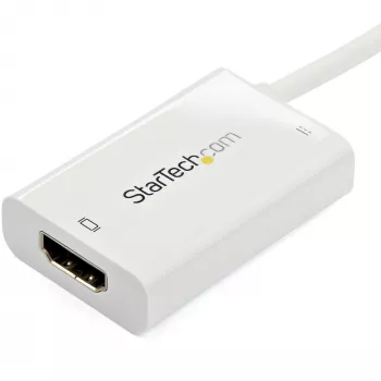 StarTech.com USB-C – HDMI 2.0 adapter toiteedastusega – 4K 60 Hz USB-C – HDMI ekraanivideomuundur – 60 W PD läbilaadimisport – Thunderbolt 3 ühilduv – valge