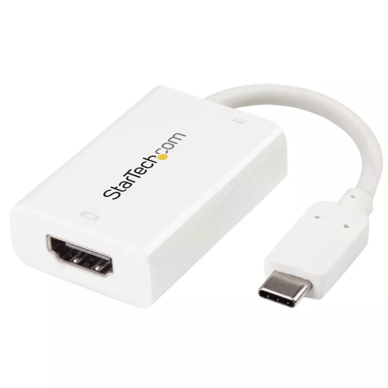 StarTech.com USB-C – HDMI 2.0 adapter toiteedastusega – 4K 60 Hz USB-C – HDMI ekraanivideomuundur – 60 W PD läbilaadimisport – Thunderbolt 3 ühilduv – valge