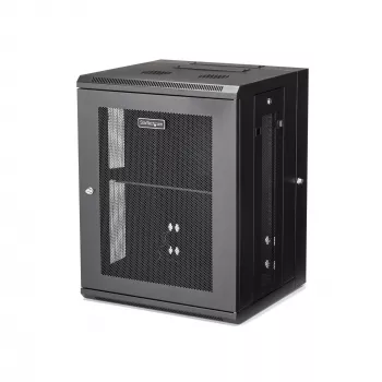 StarTech.com 4-post 15U seinakinnitusega võrgukapp 1U riiuliga, 19-tolline hingedega seinale paigaldatav serveririiul andme-/AV-/elektroonika-/arvutiseadmetele, paindlik ventileeritav riiulikorpus