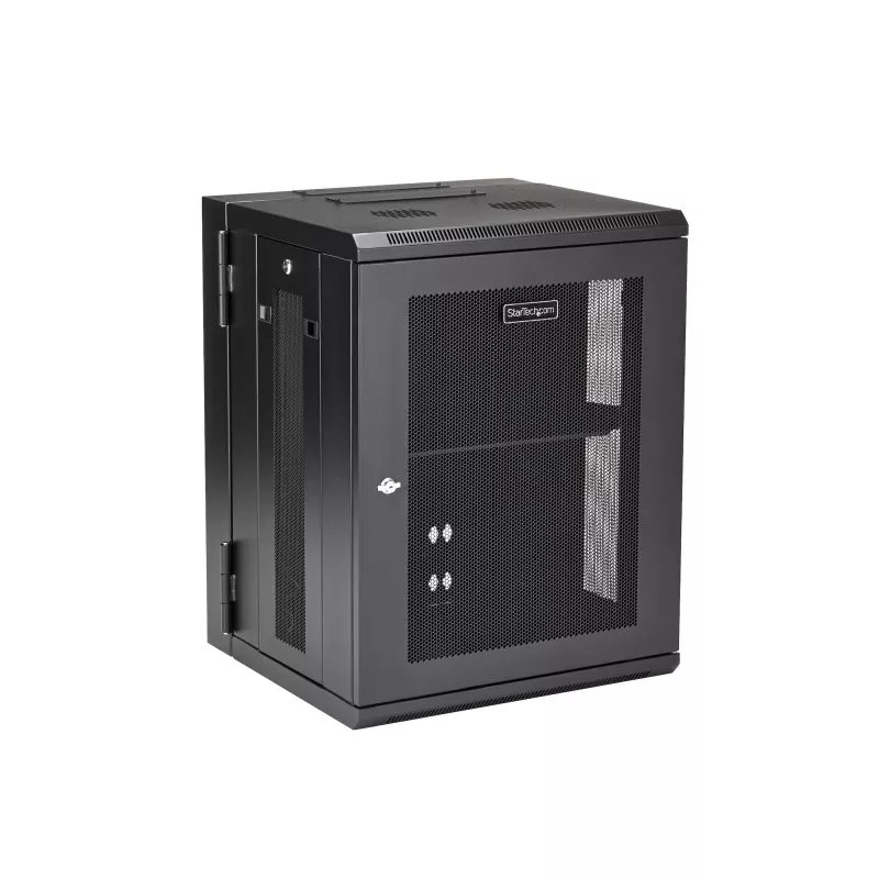 StarTech.com 4-post 15U seinakinnitusega võrgukapp 1U riiuliga, 19-tolline hingedega seinale paigaldatav serveririiul andme-/AV-/elektroonika-/arvutiseadmetele, paindlik ventileeritav riiulikorpus
