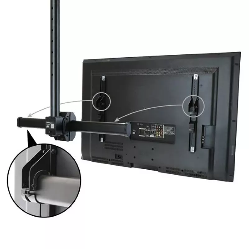 StarTech.com TV laekinnitus – täisliigutusega universaalne rippuv ühe ekraani kinnitus reguleeritava teleskoop-lühivardaga – kallutatav / pööratav – VESA kronstein 32″–75″ kuvaritele