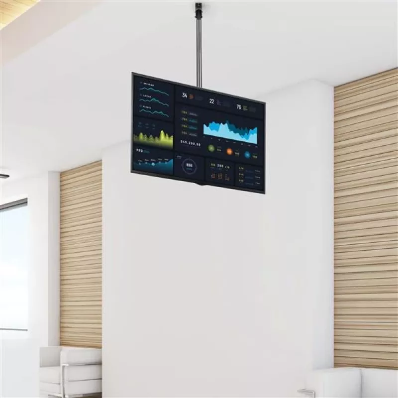 StarTech.com TV laekinnitus – täisliigutusega universaalne rippuv ühe ekraani kinnitus reguleeritava teleskoop-lühivardaga – kallutatav / pööratav – VESA kronstein 32″–75″ kuvaritele