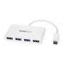 StarTech.com 4-pordiline USB-C-jaotur 4 USB-A-pordiga (USB 3.0 SuperSpeed 5 Gbit/s) – USB-siinitoitel – kaasaskantav/sülearvuti USB-C–USB-A adapterjaotur – USB 3.1 Gen 1 / USB 3.2 Gen 1 C-tüüpi jaotur – valge