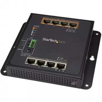 StarTech.com Tööstuslik 8-pordine Gigabit PoE lüliti - 4 x PoE+ 30W - Toide Etherneti kaudu - Tugevdatud GbE Layer/L2 hallatav lüliti - Vastupidav suure võimsusega Gigabit võrgulüliti IP-30/-40C kuni +75C - TAA