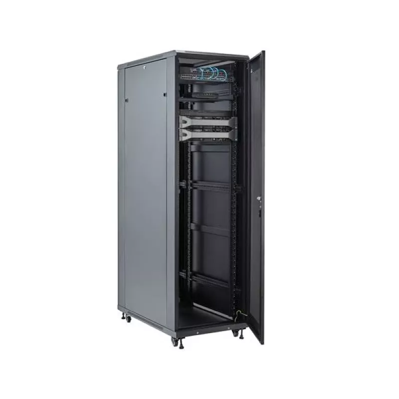 StarTech.com 4-postiga 42U serveririiuli kapp, 19-tolline andmeriiuli kapp arvuti/AV/IT-seadmete paigaldamiseks, serveririiuli korpus ratastega, täissuuruses tööstuslik võrgusalvestus