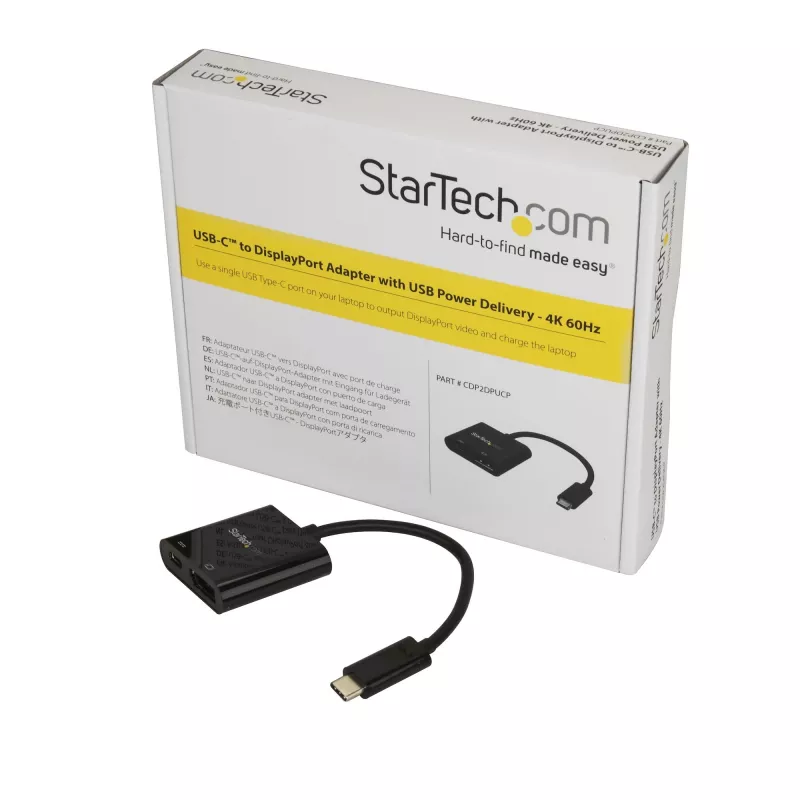StarTech.com USB-C–DisplayPorti adapter toiteedastusega – 4K 60 Hz HBR2 – USB USB-C–DP 1.2 monitori videomuundur koos laadimisega – 60 W PD läbipääs – Thunderbolt 3-ühilduv
