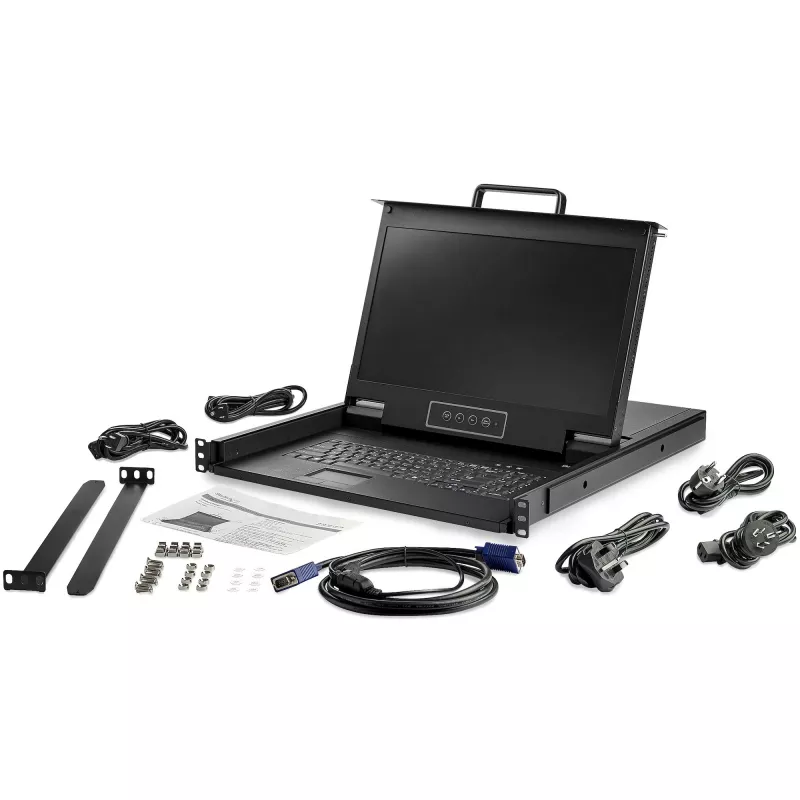 StarTech.com Rackmount KVM Console HD 1080p - Single Port VGA KVM koos 17 inch LCD Monitor for Server Rack - Fully Featured 1U LCD KVM Drawer w/Cables & Hardware - USB Support - 50,000 MTBF