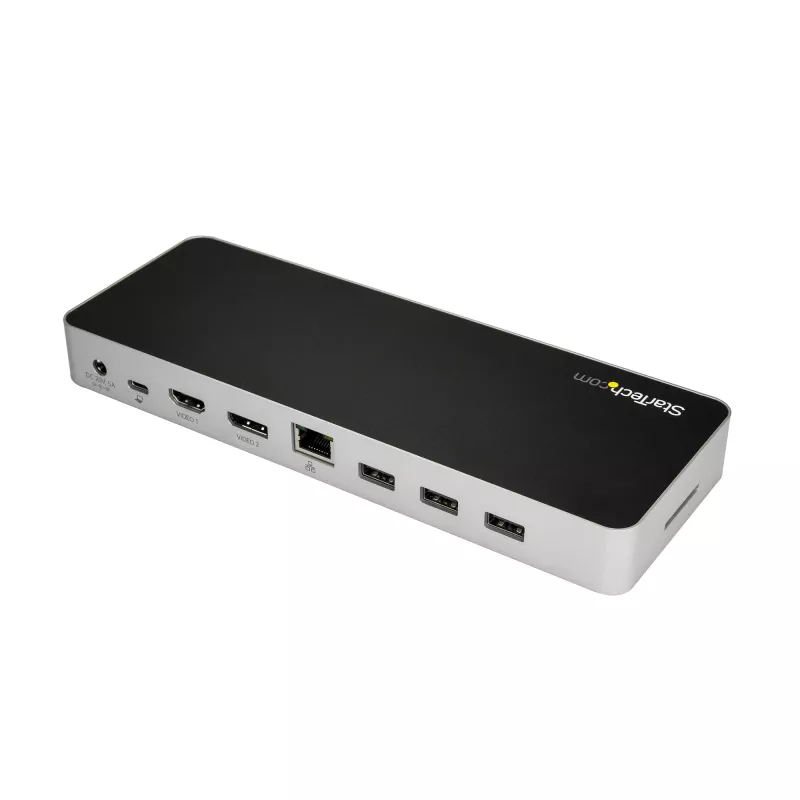 StarTech.com USB-C-dokk – kahe monitoriga HDMI- ja DisplayPort 4K 30 Hz – USB USB-C sülearvuti dokkimisjaam 60 W toiteedastusega, SD, 4-pordiline USB-A 3.0 jaotur, GbE, heli – ühildub Thunderbolt 3-ga