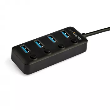 StarTech.com 4-pordiline USB-C jaotur – USB-C kuni 4x USB 3.0 tüüp-A porti individuaalsete sisse-/väljalülituslülititega – SuperSpeed 5 Gbps USB 3.1/3.2 Gen 1 – USB-siini toide – kaasaskantav – 25 cm küljes olev kaabel