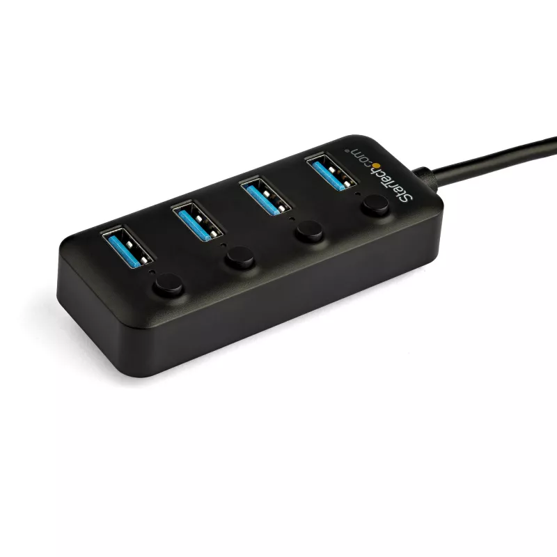 StarTech.com 4-pordiline USB-C jaotur – USB-C kuni 4x USB 3.0 tüüp-A porti individuaalsete sisse-/väljalülituslülititega – SuperSpeed 5 Gbps USB 3.1/3.2 Gen 1 – USB-siini toide – kaasaskantav – 25 cm küljes olev kaabel