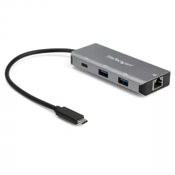 StarTech.com 3 pordiga USB-C jaotur, Gigabit Ethernet RJ45 GbE pordiga – 2x USB-A, 1x USB-C – SuperSpeed 10Gbps USB 3.1/3.2 Gen 2 USB-C jaotur – USB-siinitoiteline – alumiinium – töötab TB3-ga
