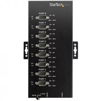 StarTech.com 8-pordiline jadasiin USB-RS232/RS485/RS422 adapter - tööstuslik USB 2.0 DB9 jadamuundurjaotur - IP30 reitinguga - DIN-liistule paigaldatav metallist jadasiin - 15 kV ESD kaitse