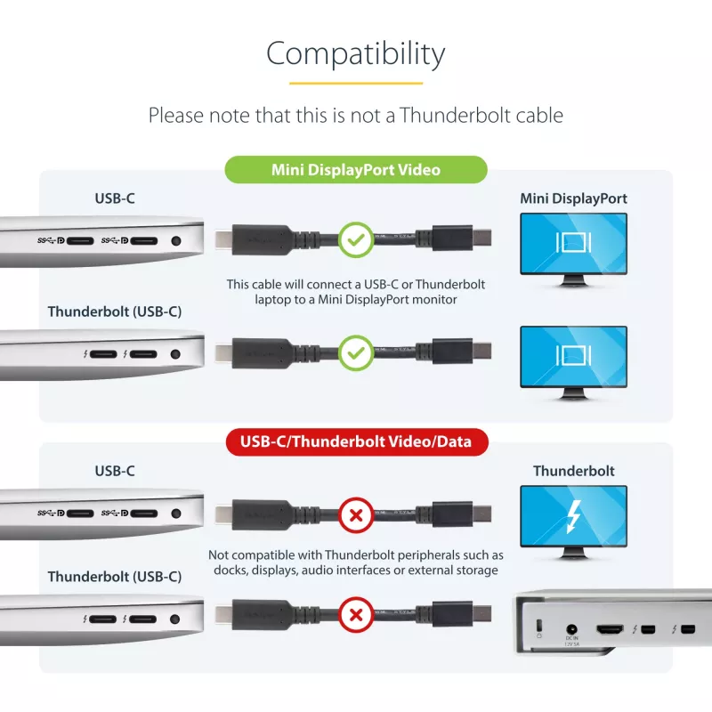 StarTech.com 6 ft. (1.8 m) USB-C - Mini DisplayPort kaabel - 4K 60Hz - Must