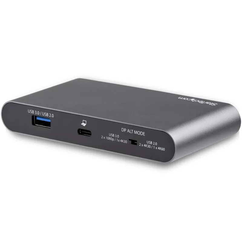 StarTech.com USB-C-dokk – 4K kahe monitori DisplayPort – mini sülearvuti dokkimisjaam – 100 W toiteedastuse läbipääs – GbE, 2-pordiline USB-A-jaotur – USB-tüüpi C mitme pordi adapter – 1 m kaabel