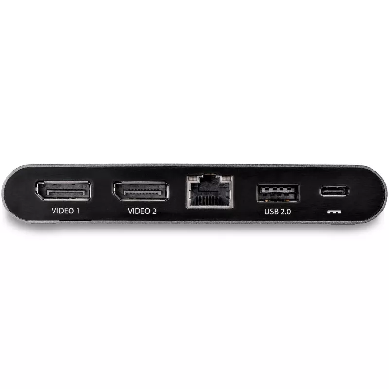 StarTech.com USB-C-dokk – 4K kahe monitori DisplayPort – mini sülearvuti dokkimisjaam – 100 W toiteedastuse läbipääs – GbE, 2-pordiline USB-A-jaotur – USB-tüüpi C mitme pordi adapter – 1 m kaabel