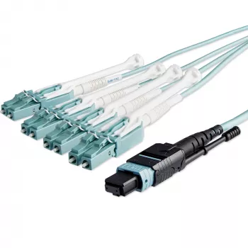 StarTech.com 10m (30ft) MTP(F)/PC kuni 4x LC/PC dupleks-breikout OM3 multi-režiimiga fiiberoptiline kaabel, OFNP Plenum, 40G võrgud, väike sisestuskadu – fiiberhüppaja juhe
