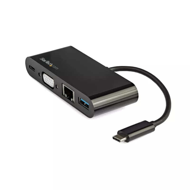 StarTech.com USB-C mitmepordiadapter – Mini USB-C dokk ühe VGA 1080p videomonitori toega – 60 W toiteedastus – USB 3.1 Gen 1 tüüp-A 5 Gbit/s, Gigabit Ethernet – dokkimisjaam