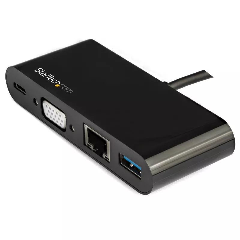 StarTech.com USB-C mitmepordiadapter – Mini USB-C dokk ühe VGA 1080p videomonitori toega – 60 W toiteedastus – USB 3.1 Gen 1 tüüp-A 5 Gbit/s, Gigabit Ethernet – dokkimisjaam