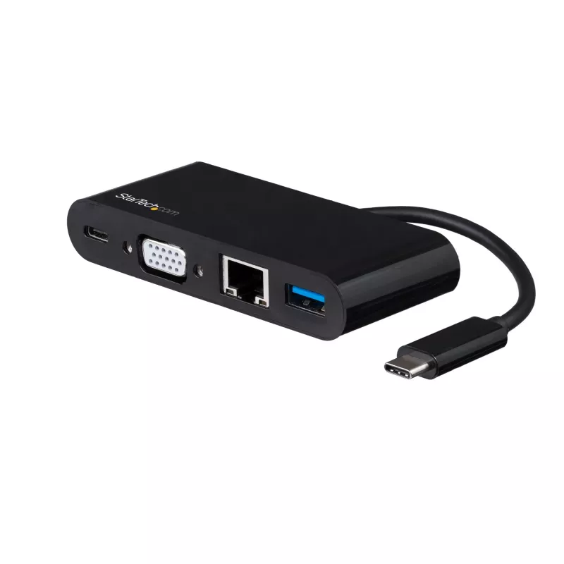 StarTech.com USB-C mitmepordiadapter – Mini USB-C dokk ühe VGA 1080p videomonitori toega – 60 W toiteedastus – USB 3.1 Gen 1 tüüp-A 5 Gbit/s, Gigabit Ethernet – dokkimisjaam