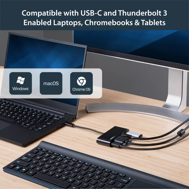 StarTech.com USB-C mitmepordiadapter – Mini USB-C dokk ühe VGA 1080p videomonitori toega – 60 W toiteedastus – USB 3.1 Gen 1 tüüp-A 5 Gbit/s, Gigabit Ethernet – dokkimisjaam