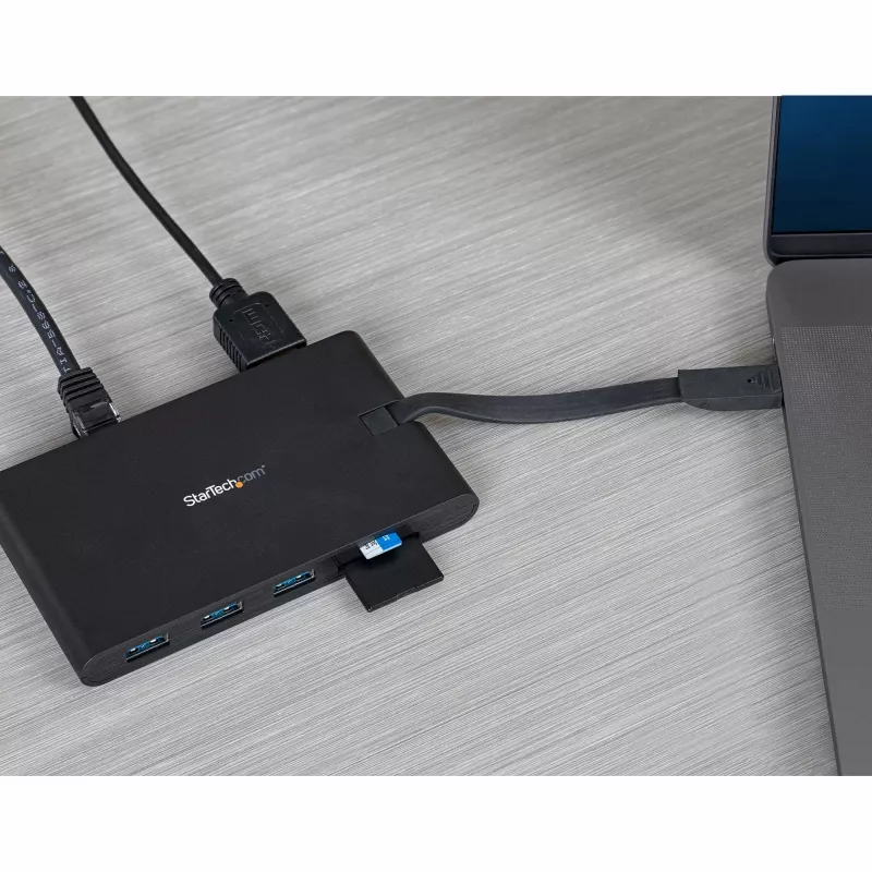 StarTech.com USB-C mitme pordiga adapter – USB USB-C minidokk HDMI 4K või VGA 1080p videoga – 100W toiteedastus, 3 pordiga USB 3.0 jaotur, GbE, SD ja microSD – sülearvuti reisidokk