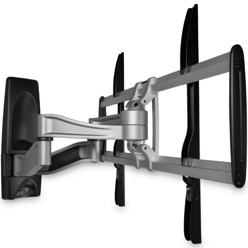 StarTech.com Full Motion TV seinakinnitus – vastupidav liigendatud TV seinakinnitusklamber 32-tollistele kuni 75-tollistele (165 naela/75 kg) VESA-ekraanidele – universaalne reguleeritava kalde/pöördega lameekraani käsi – hõbedane