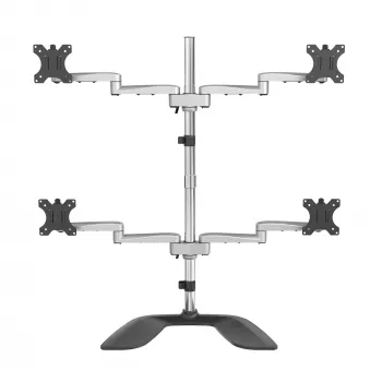 StarTech.com lauaarvuti nelja monitori alus – ergonoomiline VESA 4 monitori käsi (2x2) kuni 32 inch – vabalt seisev liigendatav universaalne postikinnitus – reguleeritav kõrgus/kalle/pööre/rotatsioon – hõbedane