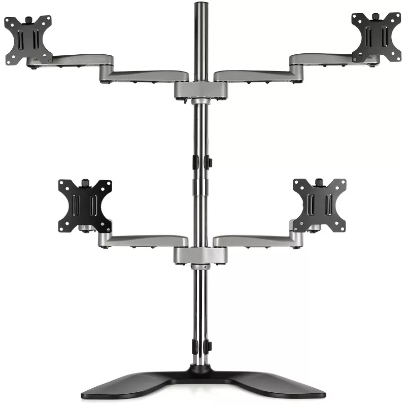 StarTech.com lauaarvuti nelja monitori alus – ergonoomiline VESA 4 monitori käsi (2x2) kuni 32 inch – vabalt seisev liigendatav universaalne postikinnitus – reguleeritav kõrgus/kalle/pööre/rotatsioon – hõbedane