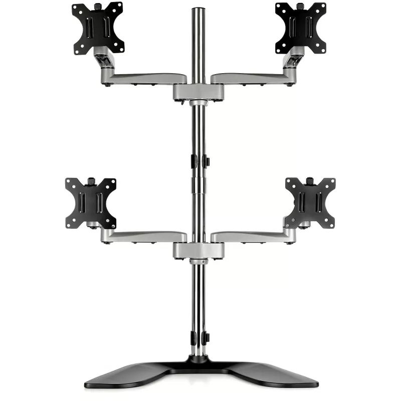 StarTech.com lauaarvuti nelja monitori alus – ergonoomiline VESA 4 monitori käsi (2x2) kuni 32 inch – vabalt seisev liigendatav universaalne postikinnitus – reguleeritav kõrgus/kalle/pööre/rotatsioon – hõbedane