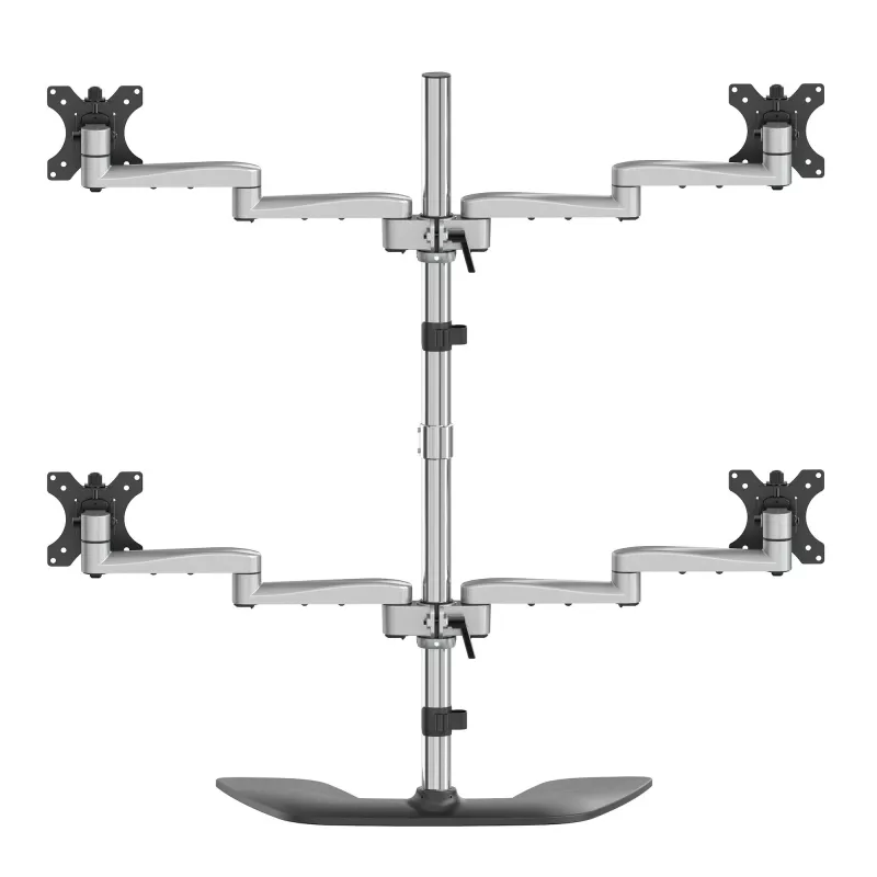 StarTech.com lauaarvuti nelja monitori alus – ergonoomiline VESA 4 monitori käsi (2x2) kuni 32 inch – vabalt seisev liigendatav universaalne postikinnitus – reguleeritav kõrgus/kalle/pööre/rotatsioon – hõbedane