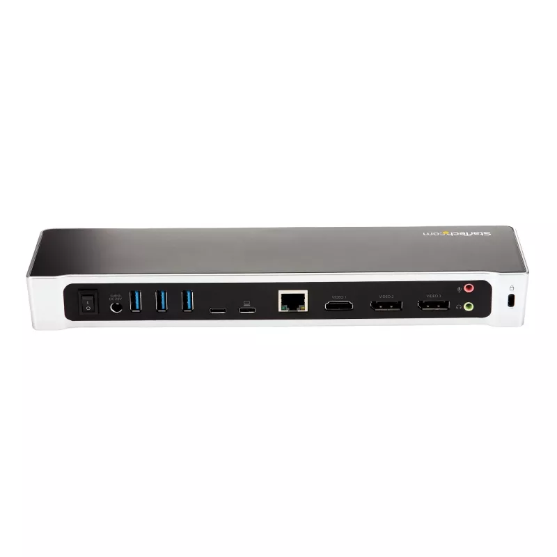 StarTech.com 4K USB-C-dokk, kolmekordne UHD 4K monitori dokkimisjaam, Mac ja Windows, USB-C HDMI-le ja DisplayPortile, 100 W toiteedastus, 5x USB 5 Gbit/s jaotur – TAA