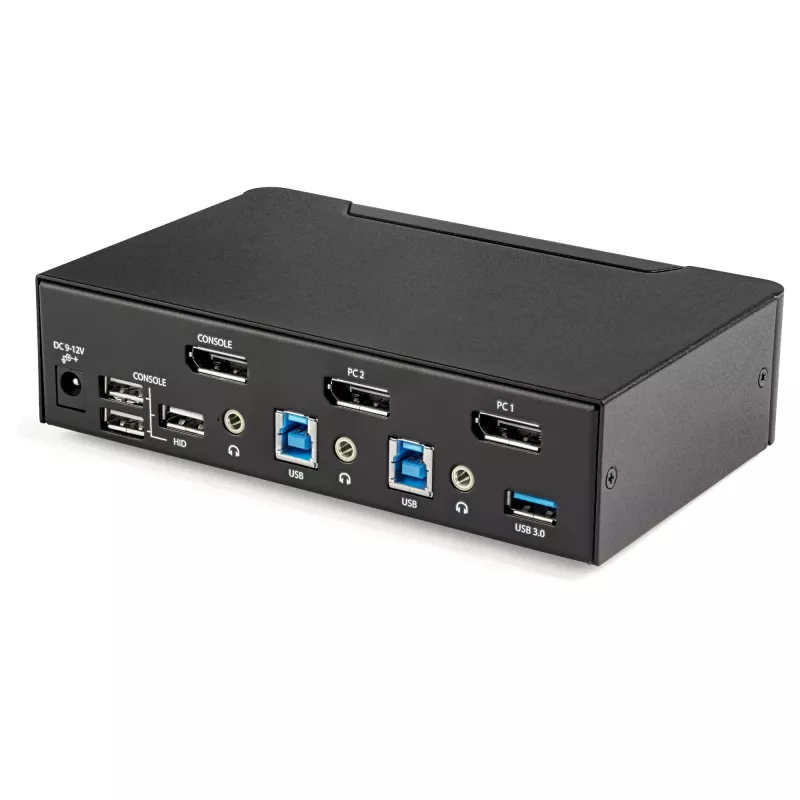 StarTech.com 2-pordiline DisplayPort KVM-lüliti - 4K 60Hz - üks ekraan - kahe pordiga UHD DP 1.2 USB KVM-lüliti integreeritud USB 3.0 jaoturi ja heliga - Dell HP Apple Lenovo - TAA-ühilduv