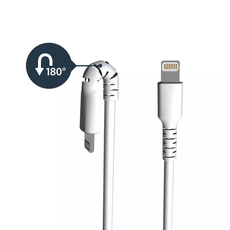 StarTech.com 6 jala (2m) vastupidav valge USB-A kuni Lightning kaabel - tugev töökindel aramiidkiust USB Type A kuni Lightning laadimis-/sünkroniseerimisjuhe - Apple MFi sertifitseeritud iPad/iPhone 12