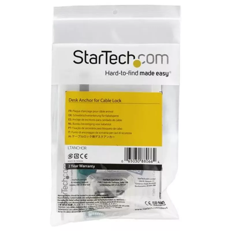 StarTech.com sülearvuti kaabliluku kinnitus - tsinksulam, kinnitus, hõbedane, 1 tk, teras, 44 mm, 45,8 mm