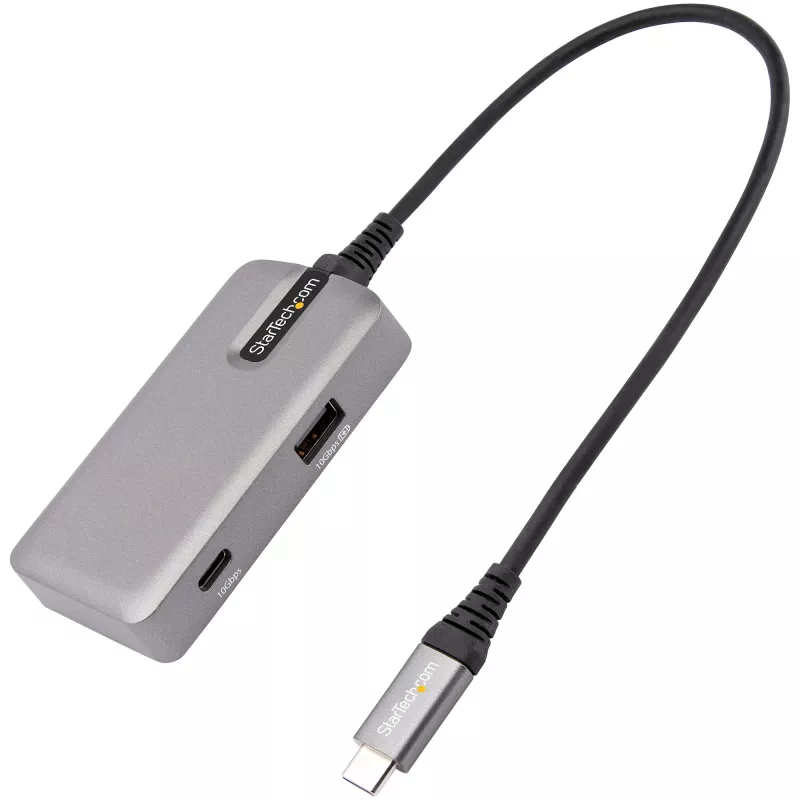StarTech.com USB-C multipordiadapter – USB-C, 4K 60 Hz HDMI 2.0, 100 W toiteedastus läbivooluga – 3 pordiga 10 Gbps USB-jaotur – kaasaskantav USB USB-C mini dokkimisjaam – 10 inch (25 cm) kaabel